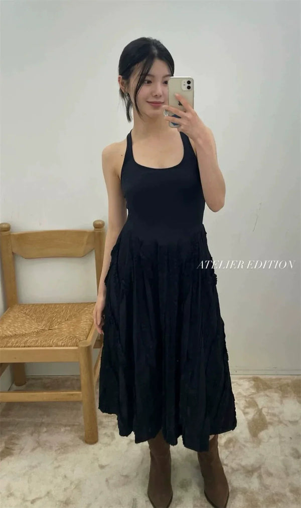 Sleeveless U-Neck Layered Maxi Dress