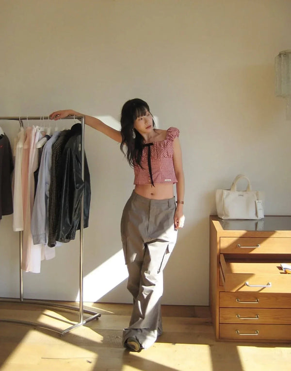 [Overdue Flair] Sleeveless Pleated Shirt