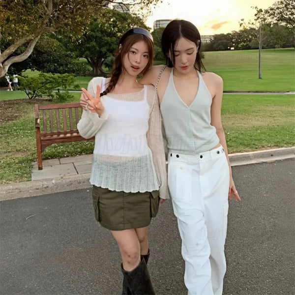 [The Barnnet] Wool Knit Halter Neck Top