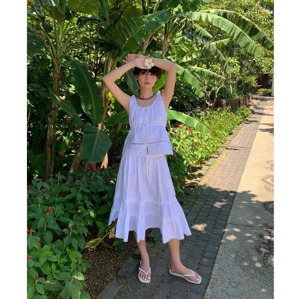 [Monoha] Village Shirt & Drawstring Skirt
