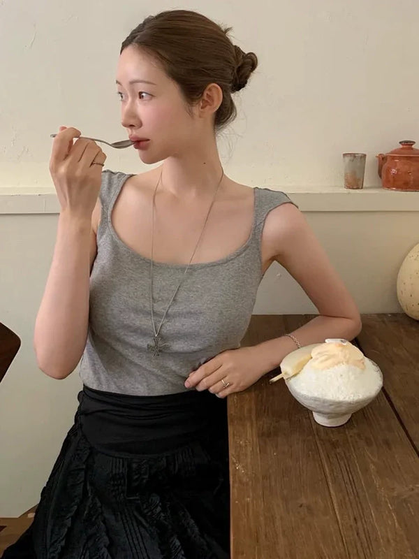 [Atelier Edition] Square Neck Slim-Fit Sleeveless Top – Cotton Summer Knit